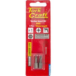TORK CRAFT Pozi.1 X 25mm Ins.bit 2/card